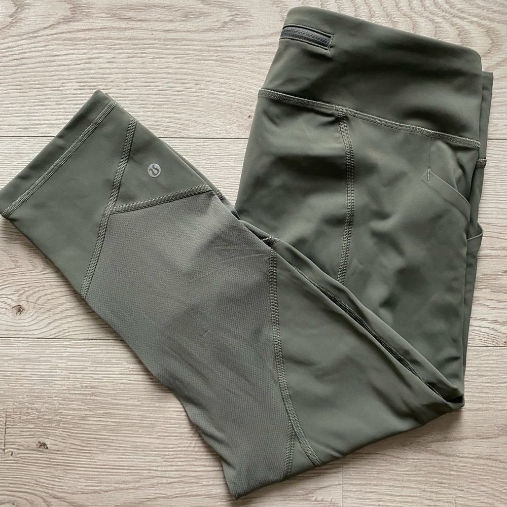 Pace Rival Crop Mide Rise Cropped leggings Lululemon in Dark Olive
